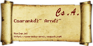 Csarankó Arnó névjegykártya